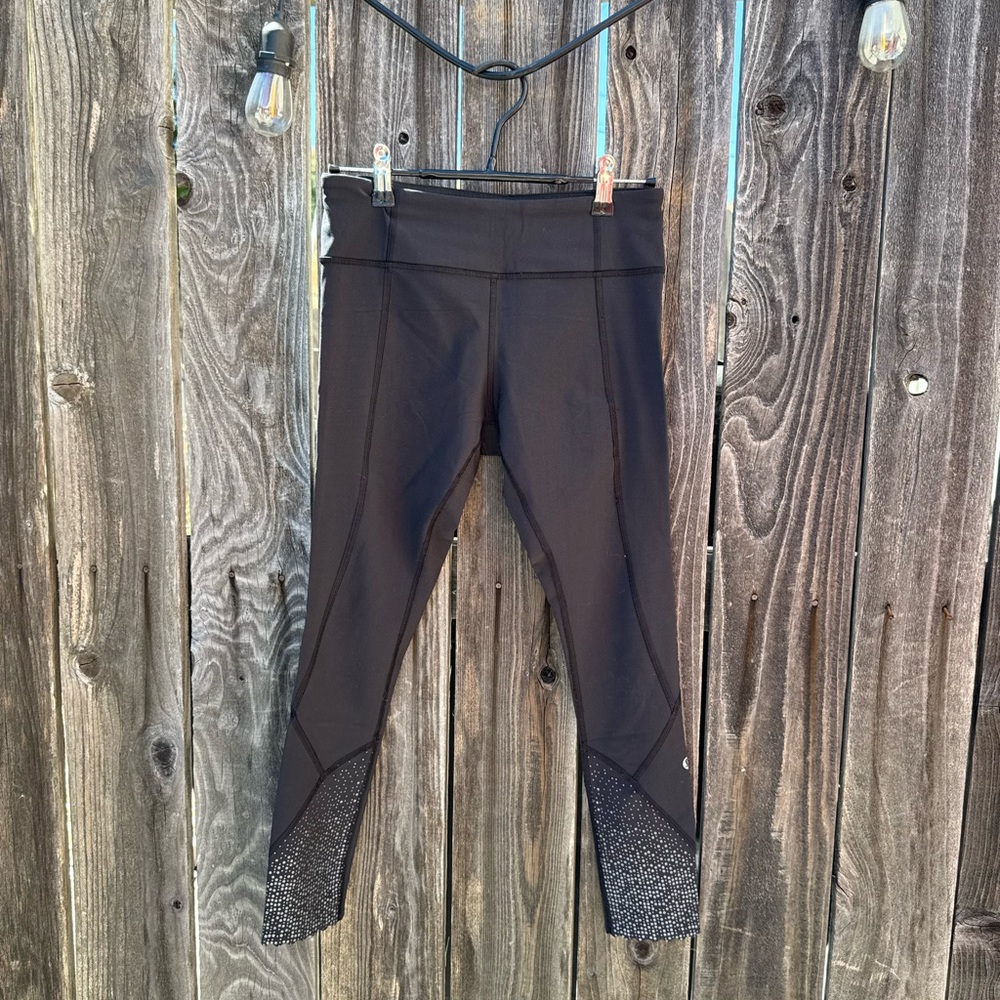 Lululemon Athletica Black Silver Tight Stuff Full Length Reflective Leggings 6 - Picture 8 of 14